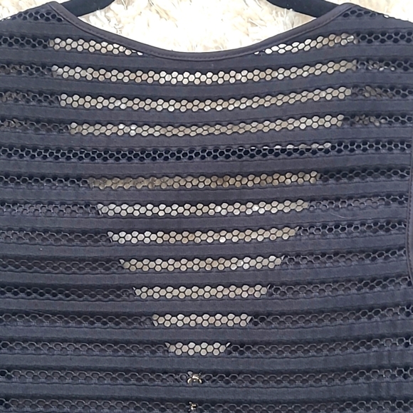 Guess Illusion Stripe Palm Print Fit & Flare Mini Dress w/ Crochet Back Womens 8 - Picture 12 of 16